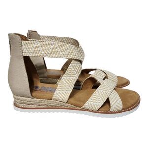 Skechers Bobs Women's Desert Kiss Summer Sun‎ Sandals Natural White Sz 9.5 Shoes